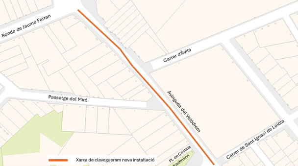Plànol de l'avinguda del Velòdrom on es renovarà el clavegueram