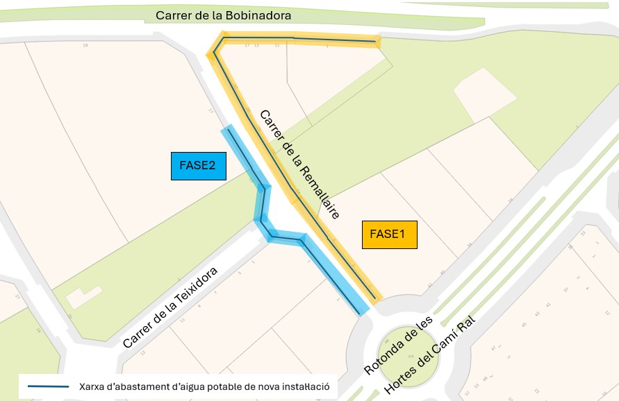 Plànol amb l'àmbit de les obres del carrer de la Remellaire