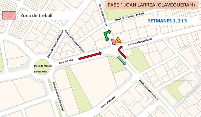 plànol de la fase 1 de les obres del Camí del Mig