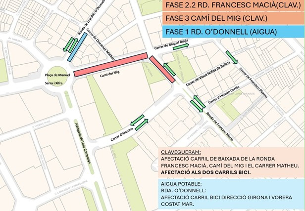 Planol del Camí del Mig amb afectacions