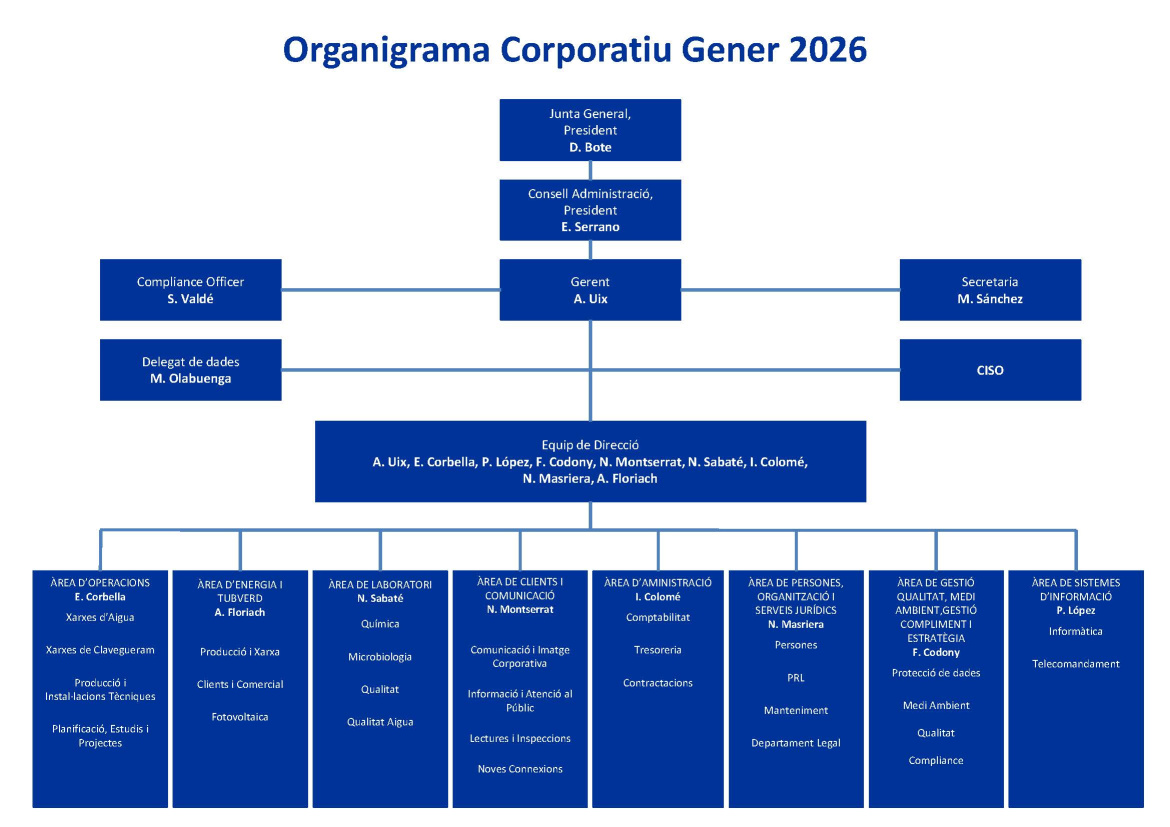 Organigrama d'AMSA a gener 2026