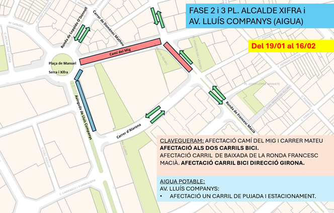 Plànol del Camí del Mig amb afectacions a la ronda de Lluís Companys