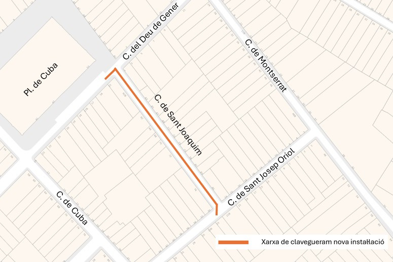Plànol de l'àmbit de les obres de renovació del clavegueram del carrer de Sant Joaquim 